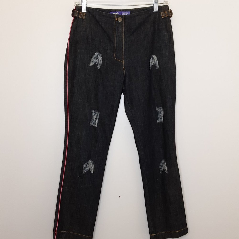 Rustic Denim Pink Pin Stripe jeans